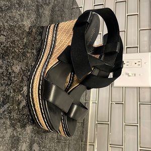Black Charles David platform wedges size 8